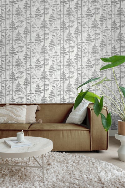 Borastapeter Tapete bewaldete Landschaft Grau - 53 cm x 11.2 m - 660159