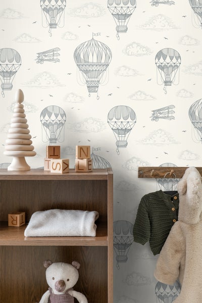 ESTAhome Tapete Luftballons Grauweiß - 50 x 900 cm - 139716