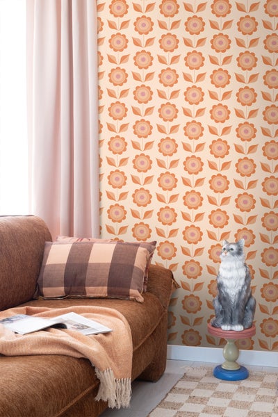 ESTAhome Tapete Blumen Orange - 50 x 900 cm - 130977