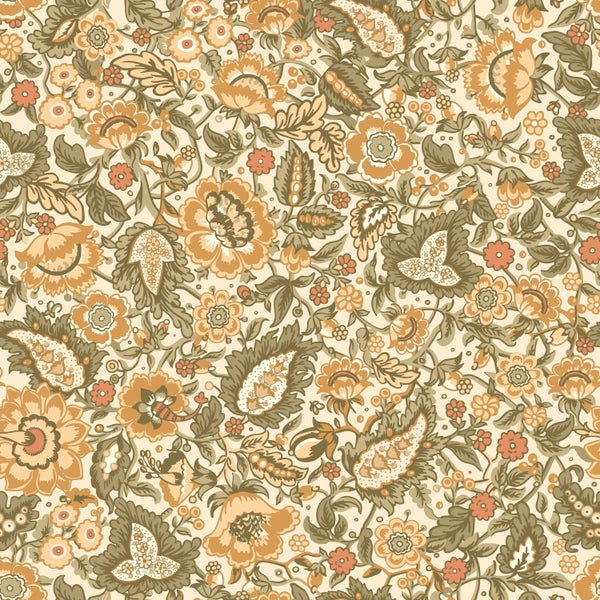 ESTAhome Tapete Blumenmuster Gelb und Grün - 50 x 900 cm - 131493