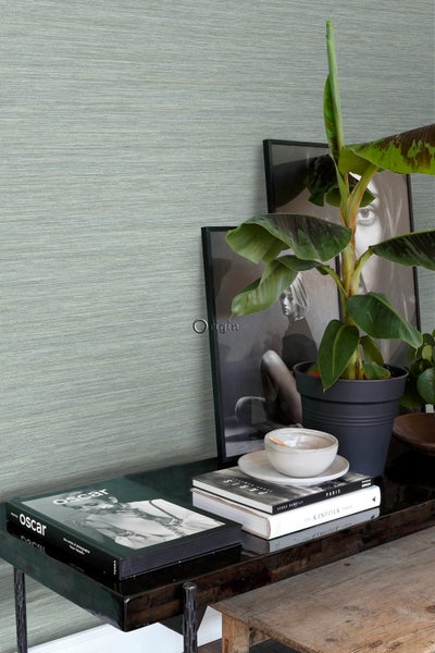 Origin Wallcoverings Tapete Gewebeoptik Seladongrün - 0,53 x 10,05 m - 347654