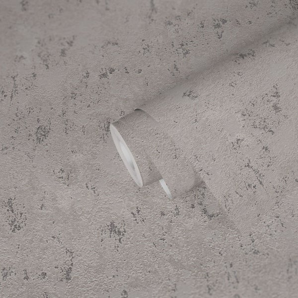 A.S. Création Tapete mit feiner Struktur Grau, Beige, Silber und Metallfarbe - 53 cm x 10.05 m - AS-393873