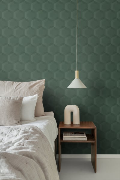 Origin Wallcoverings Tapete 3D Wabenmuster Dunkelgrün - 53 cm x 10.05 m - 348021