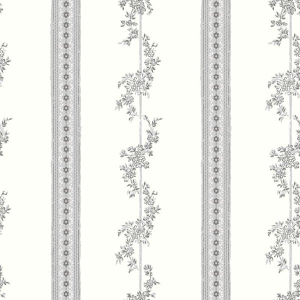 Borastapeter Tapete Blumen Beige und Grau - 53 cm x 10.05 m - 660046