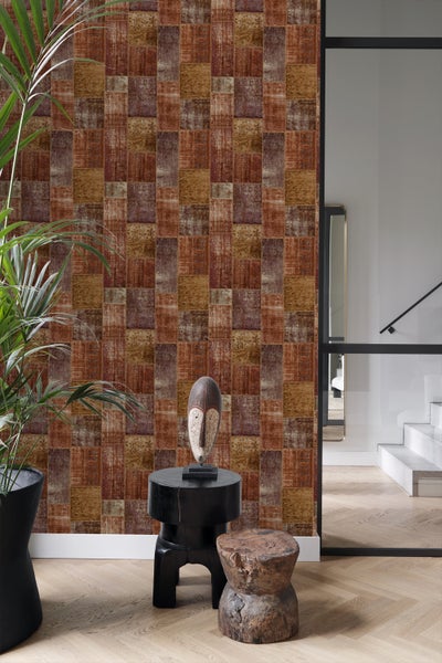 Origin Wallcoverings Tapete Kelim-Patchwork Rostbraun - 53 cm x 10.05 m - 347465