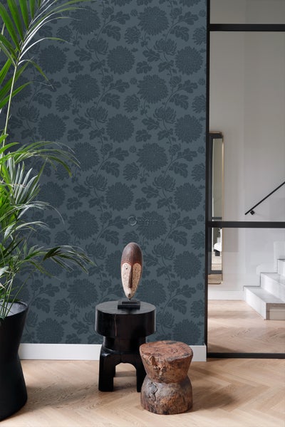 Origin Wallcoverings Tapete Blumen Dunkelblau - 50 x 900 cm - 347806