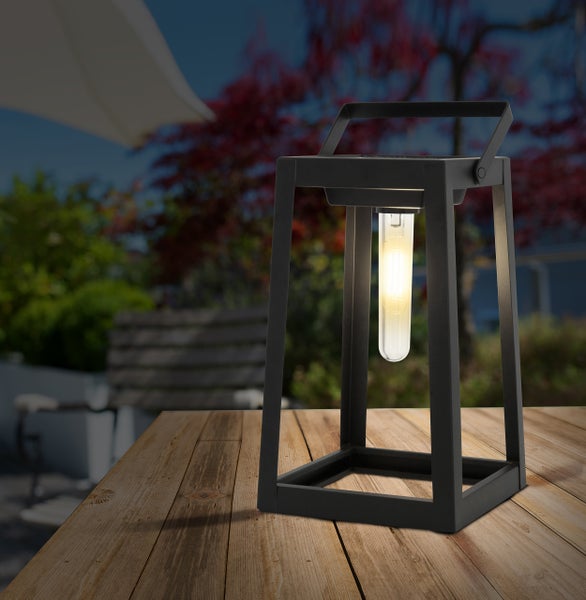 LED-Deko-Solarleuchte , für Außen, Deko - Metall und Kunststoff in Schwarz, mit integrierter LED