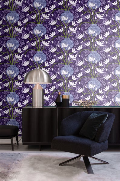 Origin Wallcoverings Tapete Magnolie Lila - 53 cm x 10.05 m - 346924
