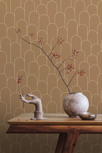 ESTAhome Tapete Art Decó Muster Terrakotta - 50 x 900 cm - 139654