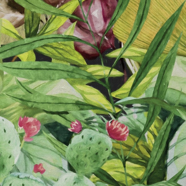 Illustration von Kakteen, Blättern und Blüten