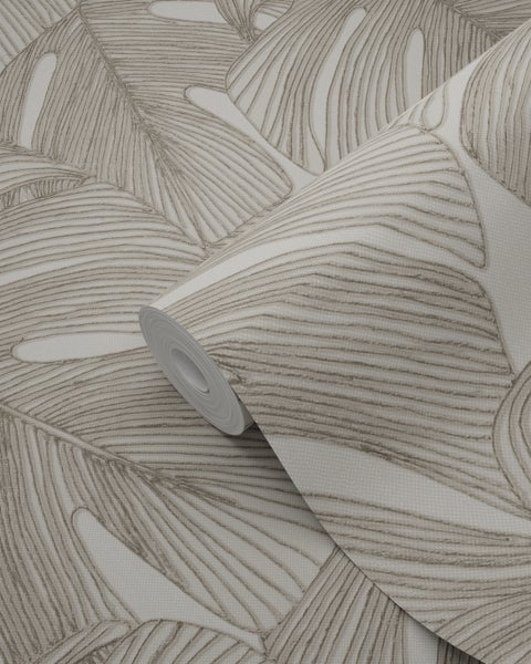 Origin Wallcoverings Tapete 3D Muster Blätter Grau - 50 x 900 cm - 347914