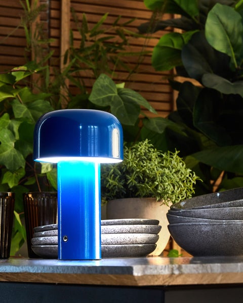 Kabellose LED Tischlampe BESOS mit Dimmer Blau