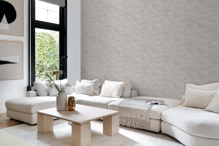 Origin Wallcoverings Tapete Naturstein mit Craquelé-Effekt Hellgrau - 53 cm x 10.05 m - 347565