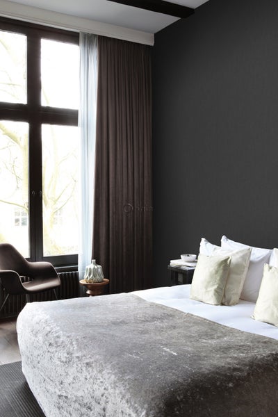 Origin Wallcoverings Tapete Leinen-Optik Schwarz - 53 cm x 10.05 m - 346627