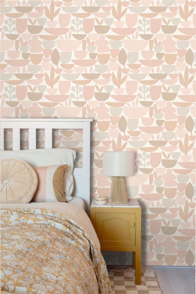 ESTAhome Tapete Keramik und Pflanzen Beige - 50 x 900 cm - 131072