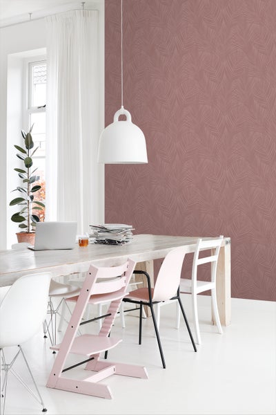 ESTAhome Tapete Palmblätter Altrosa - 53 cm x 10.05 m - 131220