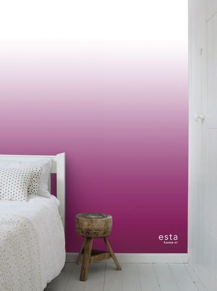 ESTAhome Fototapete Dip-Dye Muster Bonbonrosa und Weiß - 100 x 279 cm - 158819