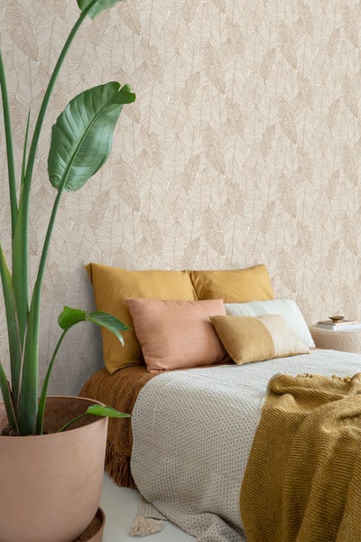 ESTAhome Tapete gezeichnete Blätter Beige - 0,53 x 10,05 m - 139352
