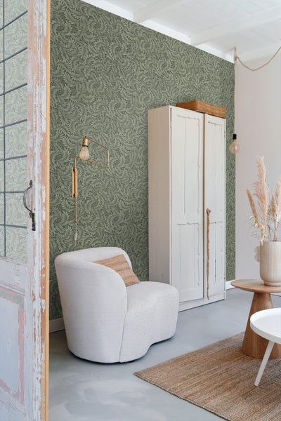 ESTAhome Tapete Blätter Dunkelgrün - 50 x 900 cm - 131143