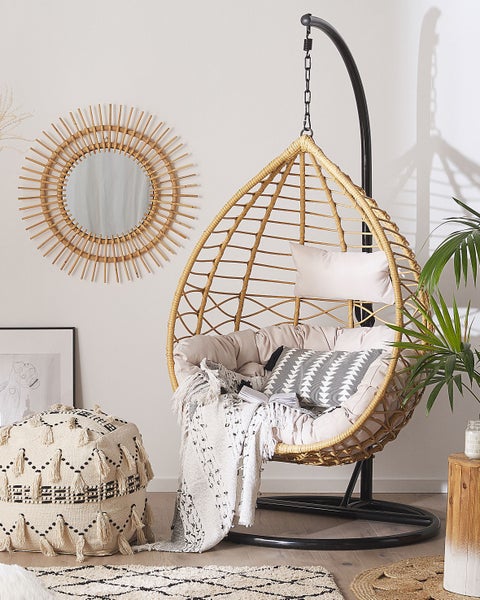 Hängesessel mit Gestell ARSITA Polyrattan Naturfarben