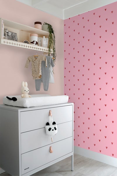 ESTAhome Tapete Herzchen Rosa und Rot - 50 x 900 cm - 131631