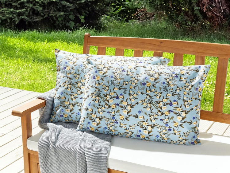 Gartenkissen 2er Set VALLORIA 40 x 60 cm Blau Blumenmuster
