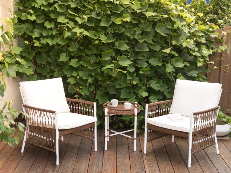 Bistro Set inkl. Kissen LEVICO Metall Weiß