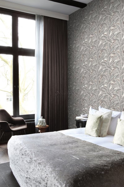Origin Wallcoverings Tapete Palmblätter Kieselgrau - 53 cm x 10.05 m - 347439