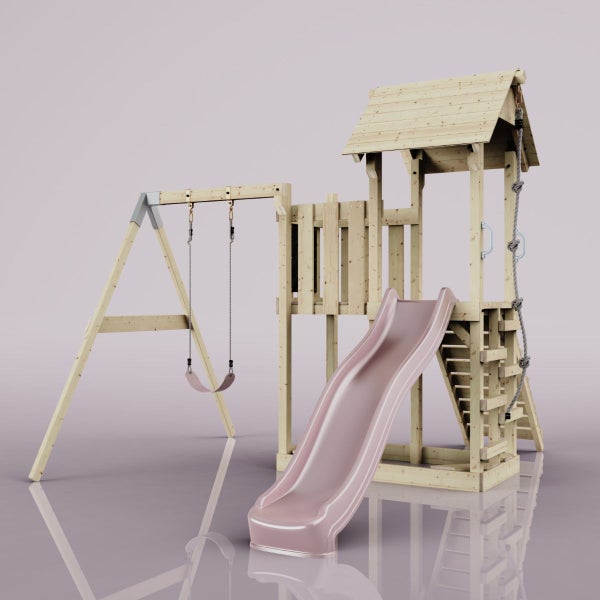 PolarPlay Spielturm Bergen aus Holz in Rosa,