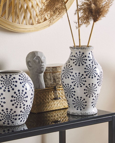 Blumenvase NEMEA Steinzeug 25 cm Weiß