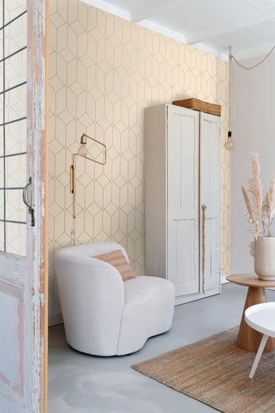 ESTAhome Tapete Art Decó Muster Gold und Beige - 53 cm x 10.05 m - 139747
