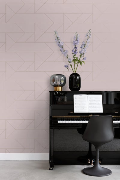Origin Wallcoverings Tapete grafische Linien Altrosa und Gold - 53 cm x 10.05 m - 347721