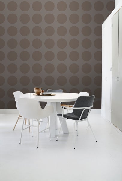 ESTAhome Tapete Kugeln auf Leinenstruktur Taupe - 53 cm x 10.05 m - 135424