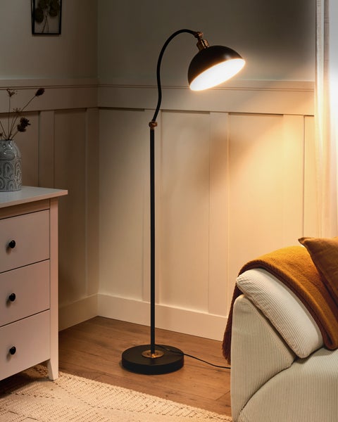 Stehlampe LENNON verstellbar Metall Schwarz