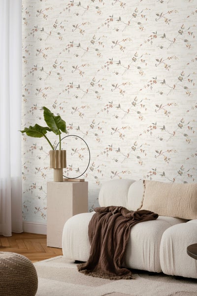 Duro Tapete Blumen Hellbeige - 53 cm x 10.05 m - 661204