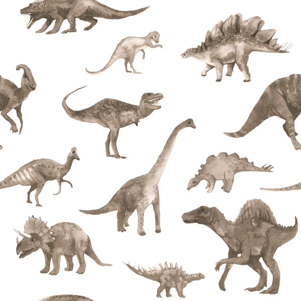 ESTAhome Tapete Dinosaurier Beigebraun - 50 x 900 cm - 131202