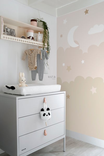 ESTAhome Fototapete Wolken und Sterne Beige - 200 x 279 cm - 159247