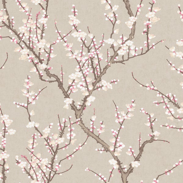 Sanders und Sanders Tapete Blüte Beige und Weiß - 53 cm x 10 m - 640177
