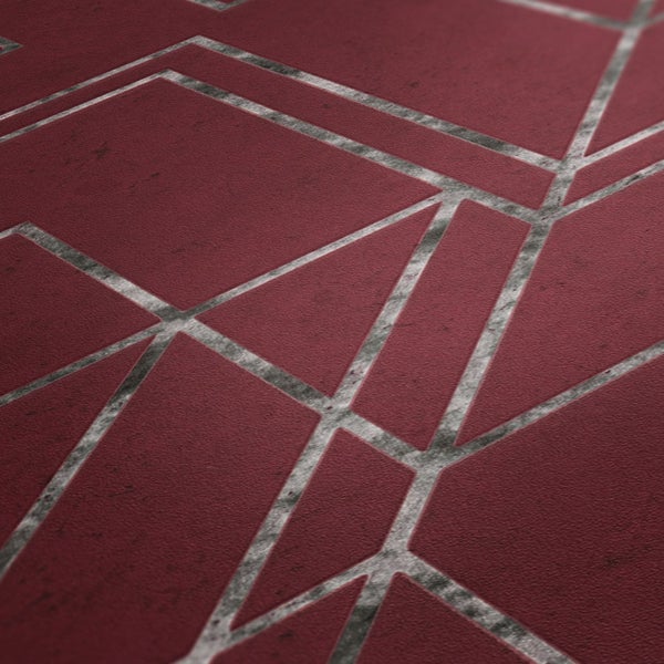 Nahaufnahme einer roten Tapete mit geometrischem Muster