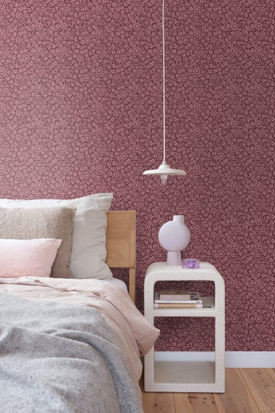 ESTAhome Tapete Blumen Aubergineviolett - 50 x 900 cm - 131672