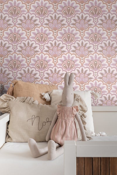 ESTAhome Tapete orientalisches Barockmotiv Violett und Rosa - 50 x 900 cm - 131033