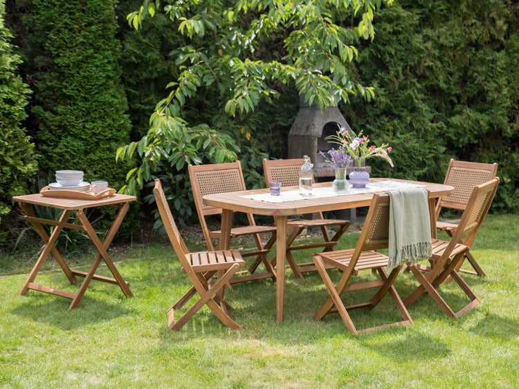 Gartenmöbel Set 6-Sitzer PARAGGI zertifiziertes Akazienholz Naturfarben