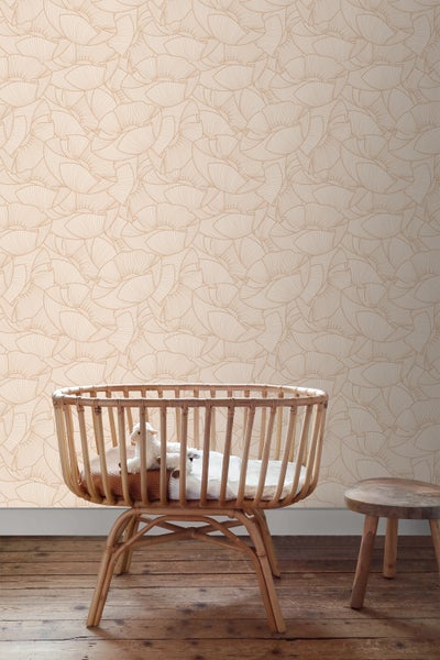 ESTAhome Tapete Mohnblumen Beige - 53 cm x 10.05 m - 139705