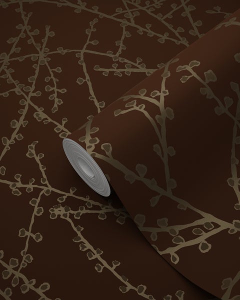 Origin Wallcoverings Tapete Blütenzweige Braun und Bronze - 53 cm x 10.05 m - 345731