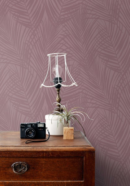 ESTAhome Tapete Palmblätter mauve-violett - 50 x 900 cm - 131221