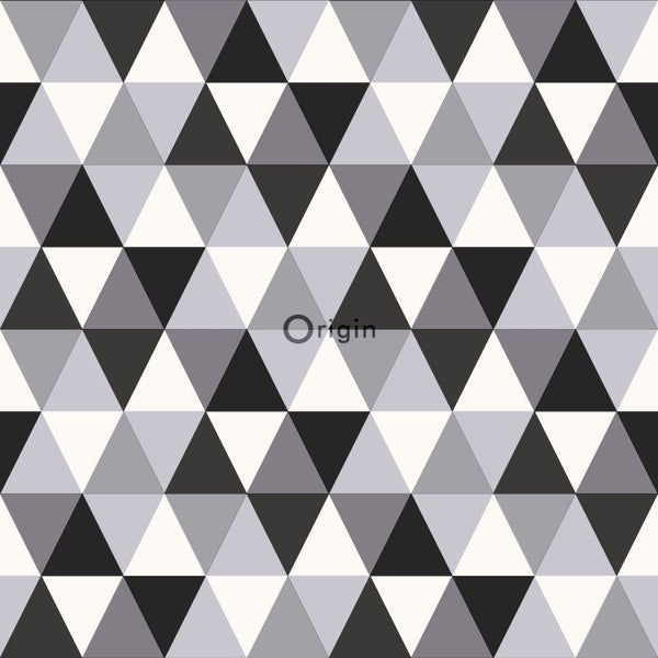 Origin Wallcoverings Tapete grafische Dreiecke Schwarz und Weiß - 53 cm x 10.05 m - 347202