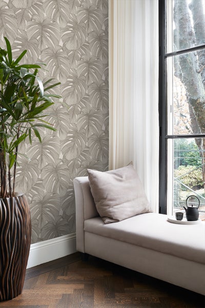 Origin Wallcoverings Tapete 3D Muster Blätter Grau - 50 x 900 cm - 347914