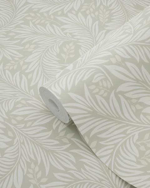 ESTAhome Tapete Blätter Hell Graugrün - 50 x 900 cm - 131142