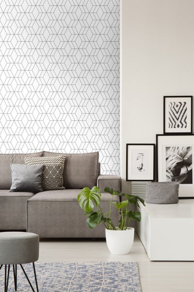 Walls4You Tapete grafische Linien Schwarz-Weiß - 53 cm x 10.05 m - 935327