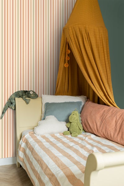 ESTAhome Tapete Streifen Rosa und Grün - 50 x 900 cm - 131606